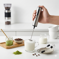 Geüpgradede hogesnelheids roestvrijstalen garde & koffiemixer met verlengde batterijduur, handmatige melkopschuimer