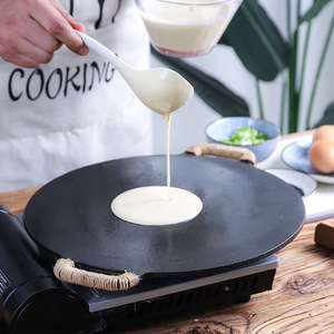 Logotipo personalizado proveedor de China de hierro fundido Tawa Pan <span class=keywords><strong>para</strong></span> panqueques de hierro fundido Pizza Crepe Pan Dosa Roti Tawa Budare Pan con dos asas - Product Image 3