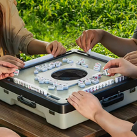 Table de Mahjong Mini Portable en Plastique pour le Camping en Plein Air, les Voyages, la Maison, le Divertissement, Pas Besoin de Mélanger les Tuiles, avec 144 Tuiles en Mélamine de 24 mm