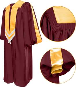 Túnica de Coro Crescendo Unisex de Lujo con Mangas con Puños y Estolas de Satén Dorado para Uso en la Iglesia - Product Image 4