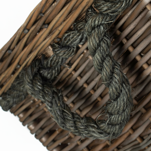 Square <b>Rope</b>-Handled Wicker Log <b>Basket</b> - Product Image 1