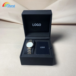 Factory Direct Custom Classic <b>Black</b> Leather Watch <b>Box</b> For man ,Wholesale Luxury Watch Gift <b>Box</b> with Card Holder for Single Watch - Product Image 3