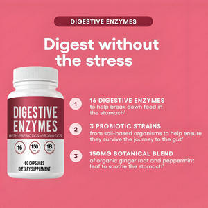 <span class=keywords><strong>Enzymes</strong></span> <span class=keywords><strong>digestives</strong></span>, compléments alimentaires à base de plantes pour adultes, 60 capsules, 1 à 2 capsules, durée de conservation de 24 mois, favorisent la digestion, favorisent la croissance des cheveux - Product Image 5