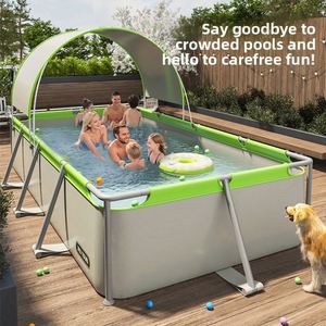 Piscina Plegable con Parasol, sin Inflado, de PVC, para Niños, Uso Doméstico, para Verano, Exterior, Grande, con Soporte -90 - Product Image 3