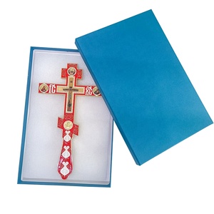 Cruz de Jesús para Sacerdotes de la Iglesia Ortodoxa, Modelo ZDH009, en Aleación, con Múltiples Colores de Esmalte, Chapada en Oro Grande, en Caja de Regalo - Product Image 6