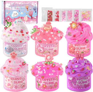 Set de 6 Slimes: Slime Nube, Slime Mantequilla y Slime Cristal en Vaso, Kit de Manualidades DIY, Recuerdo para Fiestas Infantiles, Color Personalizado, OEM, Marca Privada, Venta al por Mayor - Product Image 1