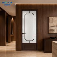 Puerta Batiente Retro de Diseño con Bordes Curvos, Doble Acristalamiento y Perfil de Aleación de Aluminio, Extremadamente Estrecha, con Manija de Estilo Francés