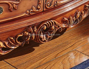 Mobile <span class=keywords><strong>TV</strong></span> Classico Lungo con Struttura in Legno Massello e Piano in Marmo, Design Europeo per Soggiorno - Product Image 3