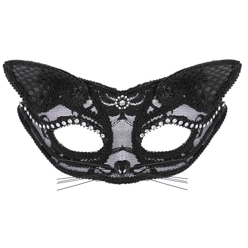 Halloween Cosplay Fancy Masker Half Gezicht Cat Kanten Oogmaskers