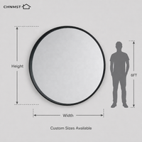 Miroir mural arqué en aluminium noir à cadre fin, miroir circulaire moderne pour salon, chambre et entrée – Vente en gros