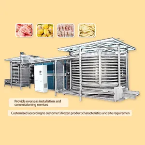 AICNPACK automatic fish flash blast enclosed single industri iqf spiral quick freezer belt machine price