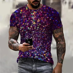 Impression 3D T-shirt graphique à paillettes pour hommes à la mode à manches courtes décontracté grande taille T-shirt hauts Streetwear Camisetas De Hombre