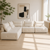 Canapés sectionnels en forme de L MEIYE en mousse haute densité, design moderne, revêtement en tissu, ensembles de canapés durables