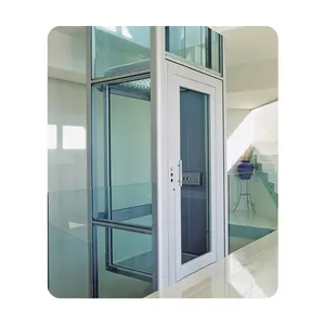 China hot selling 3 floor panoramic beautiful glass hand pull side door home traction lift