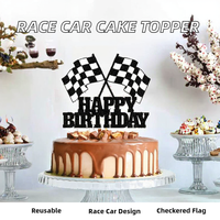 Décoration de gâteau Joyeux Anniversaire Voiture de Course à Paillettes pour Thème « Let's Go Racing » – Fournitures pour Baby Shower et Fêtes d'Anniversaire Garçons Filles