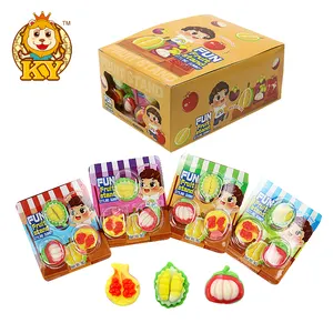 Hot selling cartoon 3D durian shape 3 in 1 jelly gummy candy for kids