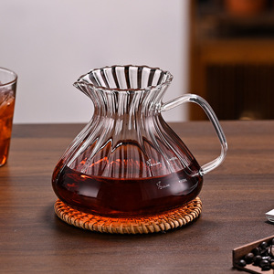 Ensemble de cafetières à versement en verre borosilicate de qualité supérieure, résistantes à la chaleur, à design côtelé, adaptées aux aliments, pour la maison ou le bureau - Product Image 5