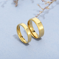 Nouvelle bague en acier inoxydable 4/6 mm à double biseau, finition miroir lisse, unisexe, pour couple, mariage, fiançailles, anniversaire, cadeau
