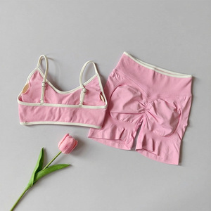Ensemble de sport yoga dos nu pour femme, couleur unie, séchage rapide, respirant, ajusté, 2 pièces pour la <span class=keywords><strong>course</strong></span> et la gym - Product Image 6