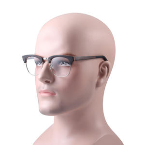 Nouvelles lunettes optiques demi-cerclées en bois avec branches en acétate et protection anti-lumière bleue pour la myopie, unisexe, taille moyenne - Product Image 1