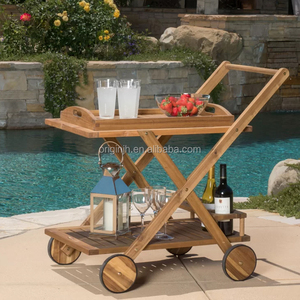 Chariot de service de cuisine portable <span class=keywords><strong>en</strong></span> bois de <span class=keywords><strong>teck</strong></span>, nouveau design, pour jardin, <span class=keywords><strong>bar</strong></span> roulant, mobilier de patio - Product Image 5