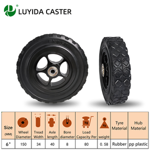 Roue pivotante en caoutchouc massif PP de 6 pouces, durable, avec bande de roulement <span class=keywords><strong>diamant</strong></span>ée antidérapante, pour chariot de manutention et logistique, roulement 608 - Product Image 2