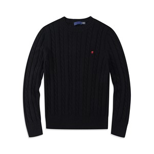Suéter <span class=keywords><strong>de</strong></span> <span class=keywords><strong>punto</strong></span> trenzado <span class=keywords><strong>de</strong></span> algodón para <span class=keywords><strong>hombre</strong></span>, estilo <span class=keywords><strong>Ralph</strong></span> <span class=keywords><strong>Lauren</strong></span>, cuello redondo, antiarrugas, con logotipo bordado en la parte delantera, para invierno. - Product Image 1