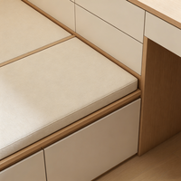 Ensemble de chambre à coucher moderne en bois avec lit de taille standard et rangements, options personnalisables pour hôtels et appartements