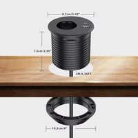 Prise de courant montée sur bureau avec prise USB C, chargeur rapide, œillet, prise de courant ronde pour le bureau