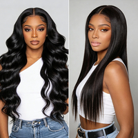 Extensions de cheveux 100% naturels avec closure frontale HD transparente et mèches, styles raides et ondulés, vente en gros