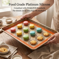 Tapis à macarons en silicone non poreux personnalisé en gros avec bordure orange en fibre de verre, anti-déformation, facile à démouler