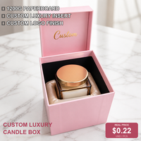 Boîte d'emballage de luxe carrée rose clair sur mesure pour bougies, avec couvercle rigide et base, en stock pour diffuseur de parfum parfumé