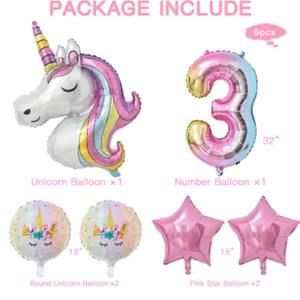 JUXINDA <strong>Unicorn</strong> Gradient Number Foil Balloon Set Birthday <strong>Party</strong> Decoration - Product Image 2