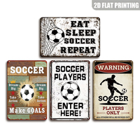 Letrero Metálico Plano de Fútbol con Impresión 2D, Decoración de Pared con Eslogan Divertido para Gimnasio, Patio Trasero o Sala Deportiva