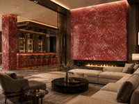 Dalles de marbre rouge poli Rossa Laguna pour îlots de cuisine, dessus de table à manger, tables consoles, buffets et comptoirs de salle de bain