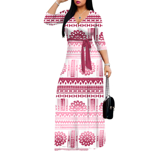 Gaun Panjang Wanita V-neck Model Fiji Tribal Desain Khusus Ukuran Besar 5XL, Fashion Trendi Kasual Seksi dan Menempel Badan, Terlaris - Product Image 3