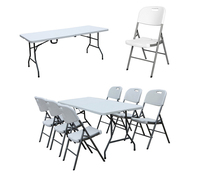 6ft Traiteur HDPE Jardin Blanc Portable Camping Rectangle Demi Pliable En Plastique Pique-Nique Pliant Table D'extérieur Fabricant