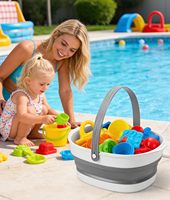 Panier de rangement pliable double capacité pour jouets de bain avec égouttoir rapide pour salle de bain, douche, piscine, plage