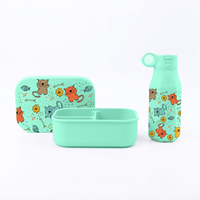 Nouveau Coffret Bento Écologique en Silicone, Conteneur Alimentaire Portable Personnalisable à Emporter avec Bouteille d'Eau en Silicone, Idée Produit 2025
