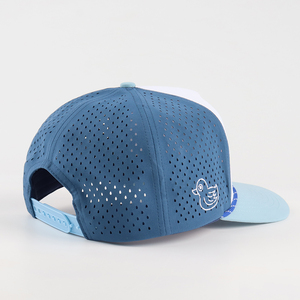 Custom Logo with Rope Hats Men's 5 Panel Golf Hat Rubber Patch Waterproof Laser Cut Hole Adjustable Snap Back Perforated Hat - Product Image 4