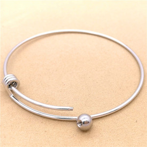 Stainless Steel <b>Ball</b> Cuff <b>Bracelet</b> Adjustable With Detachable Steel Bead Unisex Jewelry - Product Image 2