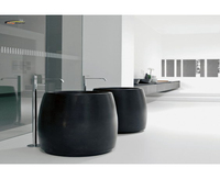 Évier en surface solide sculpté CNC moderne, fait main, avec égouttoir, installation sur comptoir, résistant à l'eau, certifié NSF Shinystone, capacité 9L
