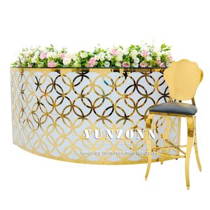 Altın desen popüler yeni tasarım Tall Bar mobilya lüks Pub düğün için Bar masası paslanmaz çelik - Product Image 4