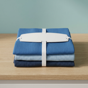Serviette de cuisine rectangulaire en coton tissé teint uni, écologique, lavable à la main et en machine, bleu, lot - Product Image 1