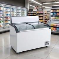 Congélateur coffre commercial à porte vitrée pour glaces SD-420Q, Réfrigérateur îlot monotempérature