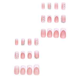 24 Faux <span class=keywords><strong>Ongles</strong></span> Carrés Moyens à Presser, Bordure French Blanche, Dégradé Doux, Nouveau Modèle, avec 1 Colle Gelée et 1 Lime à <span class=keywords><strong>Ongles</strong></span> - Product Image 4