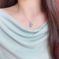 Collana con Pendente in Oro Bianco 18K con Diamante Coltivato in Laboratorio, Charm a Cuore Pulsante a Forma di Farfalla, Gioielli Raffinati da Donna, Catene alla Moda Regolabili
