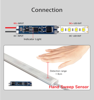 Interrupteur intelligent à capteur de lumière LED 12V/24V avec fonction de gradation, portée de détection 1-5 mm. Convient aux armoires et aux hôtels