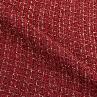 Tissu en tweed rouge tendance fabriqué en Chine, 100% polyester tissé, haute qualité, respirant, écologique, 280 GSM, vêtements pour femmes
