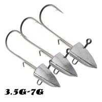 CHEERY Hameçon de pêche en métal couleur naturelle, tête de jig en forme de flèche, barbelé, anti-évasion, avec tête plombée, pour leurres souples